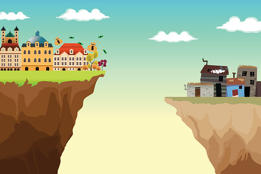 A Conceptual Vector Illustration Of Gap Between Rich And Poor